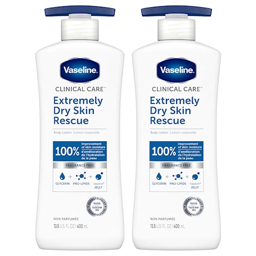 Vaseline Lotion for Dry Skin - Clinical Care, Extremely Dry Skin Rescue, Body Moisturizer, Fast-Absorbing Body Lotion for Women and Men with Glycerin, Hydrating Lipids, 13.5 Oz Ea (Pack of 2)