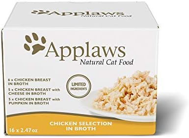 Applaws Natural Wet Cat Food in Broth, Limited Ingredient Canned Wet Cat Food, Cat Food Variety Pack, Made with Natural Ingredients, Chicken Selection Variety Pack in Broth (16 x 2.47oz Cans)