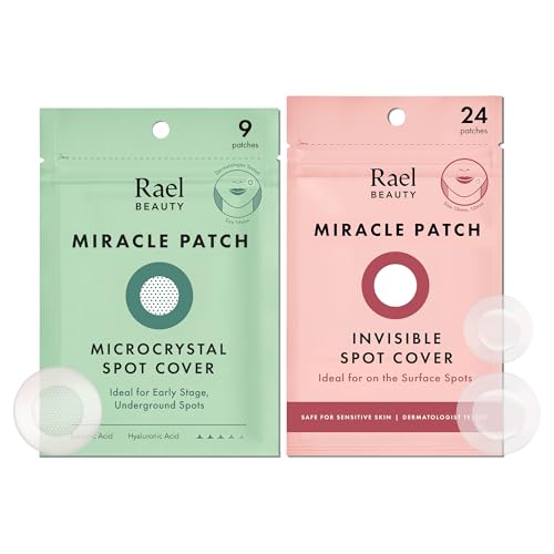 Rael Pimple Patches, Invisible & Microcrystal Spot Cover - Hydrocolloid Acne Patch for Face, Zit and Blemish, Breakouts, Vegan, Korean Skin Care (33 Count)