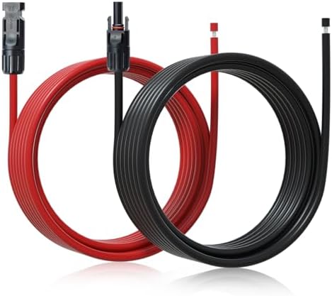 ECO-WORTHY 20FT 10AWG Solar Extension Cable 30A/1000V DC, IP67 Waterproof with Compatible Quick Connectors (Red+Black) for Solar Panels, Controllers, Off-Grid Systems