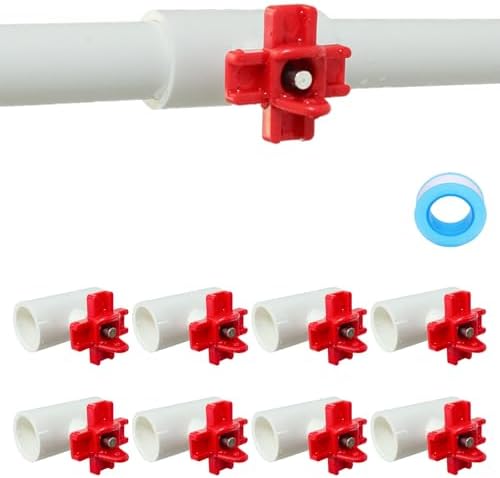 (8 Pack) Horizontal Chicken Waterer Nipples with 1/2'' PVC Tee Fittings for DIY Automatic Chicken Waterering System