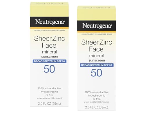 Neutrogena Sheer Zinc Face SPF 50 Sunscreen 2 Oz. (2 Pack)