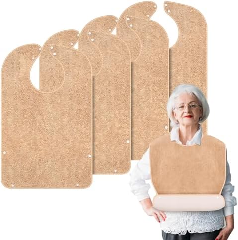 Adult Bibs for Men and Women 4 Packs, Reusable Terry Bibs for Elderly Senior, Waterproof Towel for Adults
