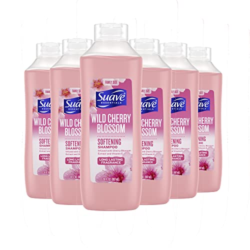 Suave Shampoo, Wild Cherry Blossom 6-Pack – Fragrant, Softening Formula with Vitamin E, 22.5 Oz Ea