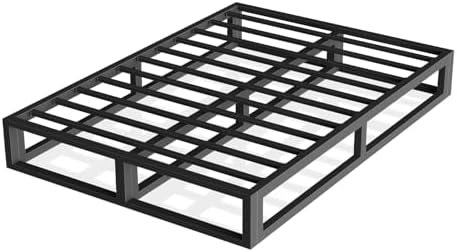 6 Inch Queen Bed Frame with Steel Slat Support, Low Profile Queen Metal Platform Bed Frame Support Mattress Foundation, No Box Spring Needed/Easy Assembly/Noise Free