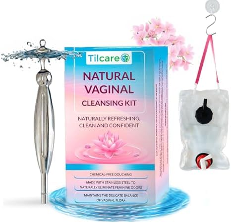 Natural Douche for Women & Stainless Steel Vaginal Douche System - Water-Based Vaginal Cleaning with Douche Bag Vaginal Cleaner - Vaginal Cleansing Vaginal Rinse, Reusable Feminine Douche for Hygiene