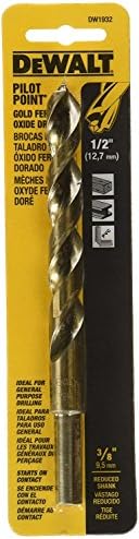 DEWALT DW1932 1/2-Inch Gold Ferrous Oxide Pilot Point Twist Drill Bit