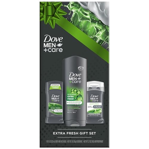 Dove Men + Care Extra Fresh Bundle – Men’s Body Wash, Aluminum-Free Deodorant + Antiperspirant, 72H Protection, Citrus Scent (3 Piece Set)