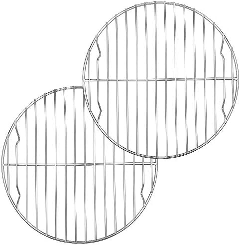 E-far 9 Inch Round Canning Steaming Racks, Stainless Steel Round Baking Cooling Rack Set of 2, Multi-Purpose for Air Fryer Pressure Cooker, Dishwasher Safe