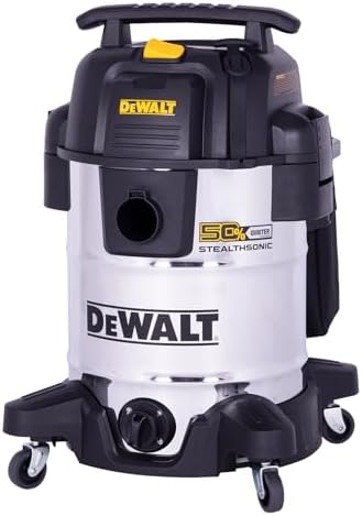 DEWALT 10 Gallon STEALTHSONIC Shop Vacuum Wet and Dry, Ultra Quiet Heavy Duty Shop Vacuum with Attachments, Powerful Outdoor Shop Vac for Car, Garage, Workshop, Jobsite, Patio, DXV10S-QT, 5 Peak HP