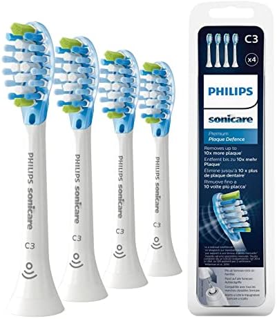 Philips Sonicare Original C3 Premium Plaque Defence Standard Sonic Toothbrush Heads - 4 Pack in White (Model HX9044/17)