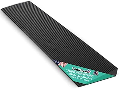 1.5" Rise Rubber Threshold Ramp, 2204Lbs Recycled Rubber Power Threshold, 35.4" L x 7.87" W Non-Slip Surface Solid Threshold Ramp is Adjustable and Cuttable for Wheelchairs, Power Scooters