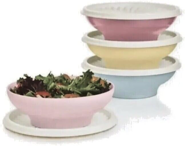 NewTupperware Servalier Salad Bowl 16oz Set of 4 with Seal Fuchsia Mango Coral Blue