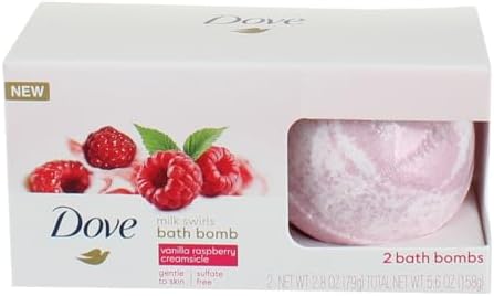 Dove Milk Swirls Vanilla Raspberry Creamsicle Bath Bombs 2.8 oz (Twin Pack)
