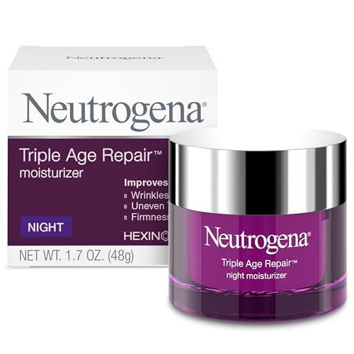 Neutrogena Triple Age Repair Anti-Aging Night Cream Facial Moisturizer, Tone-Evening Dark Spot Remover & Firming Anti-Wrinkle Nighttime Face & Neck Cream, Vitamin C & Glycerin, 1.7 oz