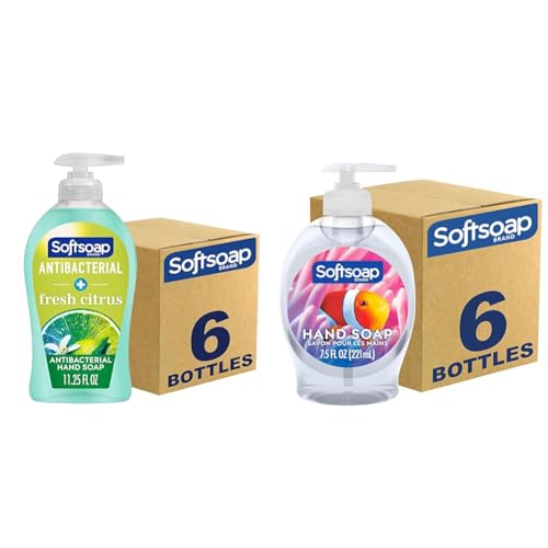 Softsoap Antibacterial Hand Soap Fresh Citrus 6 Pack, Aquarium Hand Soap 7.5 Oz 6 Pack