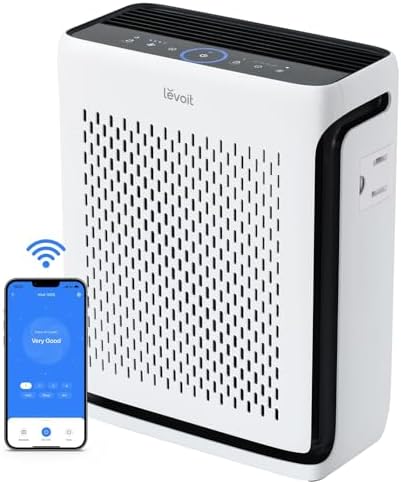 LEVOIT Air Purifier for Home Large Room Bedroom Up to 1110 Ft² with Air Quality Monitor, Smart WiFi, Washable Pre-Filter, HEPA Sleep Mode for Pets, Allergies, Dust, Pollen, Vital 100S-P, White