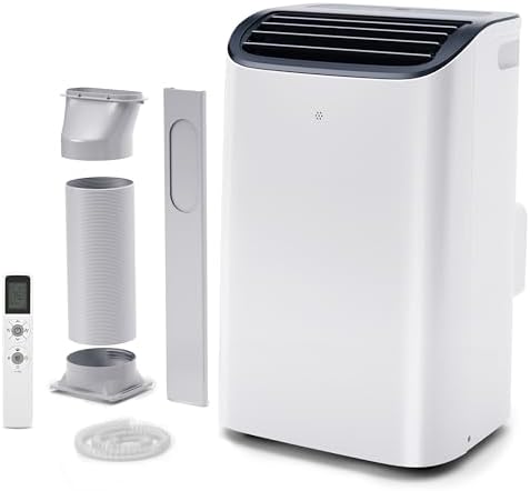 EUHOMY Portable Air Conditioners 12,000 BTU for Rooms up to 550 Sq.Ft, 4 in 1 Portable AC Unit with Dehumidifier, Sleep, Fan Modes, Room AC Unit with 46dB Low Noise, 24H Timer, Easy to Install