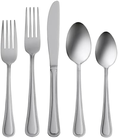 Oneida Tress Everyday Flatware Set, 5.40 LB, Metallic, 50 Piece