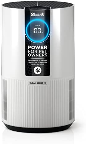 Shark Air Purifier For Home Pets, Allergies, Pet Hair, HEPA Air Filter, 500 Sq Ft, Small Room, Bedroom, Odor Eliminator Clean Sense, Captures 99.98% of Particles, Pet Dander, Fur, Allergens HP102PET
