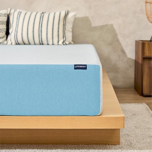 LIFEMENT, Basic Copper Infused Cooling Gel Memory Foam Mattress, Medium Firm, Fiberglass Free, Pressure Relief, Safe & Certified Foams&Cover (Blue/Gray, Queen (U.S. Standard), 10, 10, Inches)