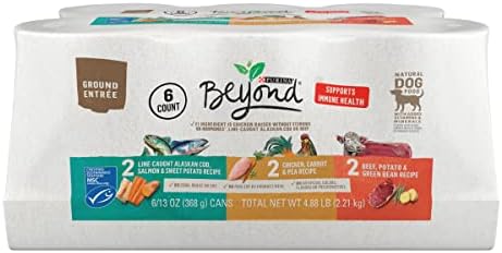 Purina Beyond Chicken, Beef and Cod Ground Entree Grain Free Wet Dog Food Variety Pack - (2 Packs of 6) 13 oz. Cans