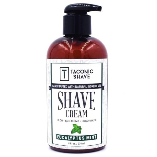 Taconic Shave, Natural Shaving Cream - Eucalyptus & Mint – Ultra-Rich High Lather Formula – Natural Shave Cream for Men & Women in 8 oz. Pump Bottle – Scented Shaving Cream