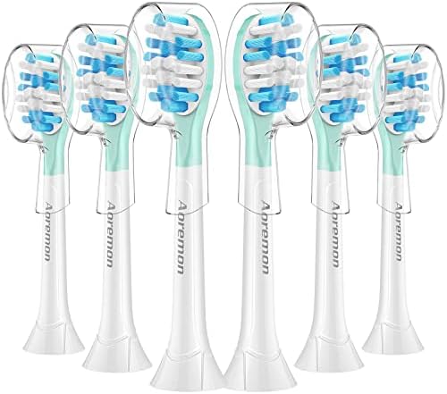 Aoremon Replacement Toothbrush Heads for Philips Sonicare C3 Premium Plaque Control HX9044/65 G3 Gum Care HX9054/65 W3 4100 5100 6100 7500 C1 C2 Flexcare Diamondclean HealthyWhite, 6 Count, White