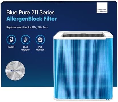 BLUEAIR Blue Pure 211+ Series AllergenBlock Filter, Genuine Replacement for Allergies, Pet Dander, Pollen, Dust - Fits 211+ and 211+ Auto