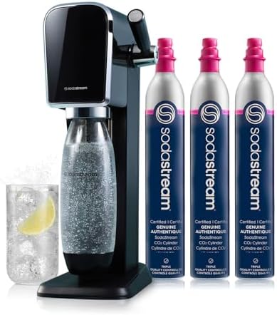 SodaStream Art Sparkling Water Maker Bundle in Black, with 3-Pack CO2 and Carbonating Bottle