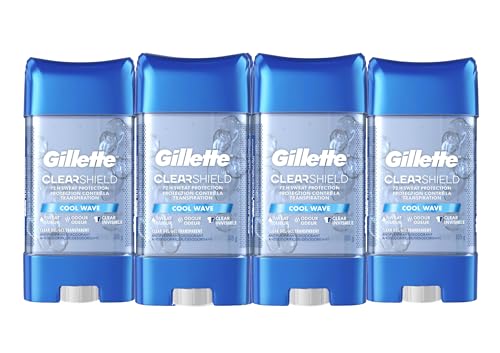 Gillette Antiperspirant Deodorant for Men, Invisible Solid, Cool Wave, 72 Hr. Sweat Protection, 3.8 oz Pack of 4