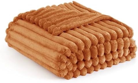 Bedsure Burnt Orange Throw Blanket for Couch - GentleSoft Cozy Soft Blankets for Women, Cute Small Fall Throws for Girls, Orange, 50x60 Inches