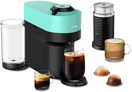 Nespresso Vertuo Pop+ Coffee and Espresso Maker by Breville with Milk Frother, Aqua Mint