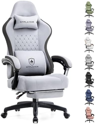 GTPLAYER Gaming Chair, Computer Office Chair with Pocket Spring Cushion, Linkage Armrests and Footrest, High Back Ergonomic Computer Chair with Lumbar Support Task Chair with Footrest