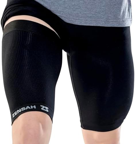 Zensah Thigh Compression Sleeve - Support for Pulled Hamstring, Quad Strain, Groin Compression Wrap for Men and Women