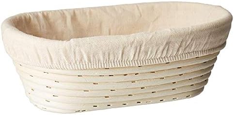 (10 x 6 x 3.5 inch) Banneton Bread Proofing Basket Oval Liner SUGUS HOUSE Brotform Dough Rising Baking Bowl Dough Gifts for Bakers Proving Baskets for Sourdough
