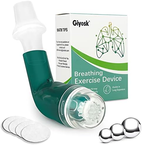 Breathing Exercise Device for Lungs, Lung Expansion and Mucus Relief Device, Portable Expiratory Breathing Exerciser with A Set of Accessories, Breathing Trainer for Lung Cleanse(Green)
