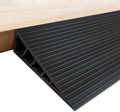 1" Rise Threshold Ramps for Doorways 40 in Floor Transition Strip Self-Adhesive Wheelchairs Ramps, Edge Door Threshold Reducer Transition Strips for Home Steps (Black, 2 PC)