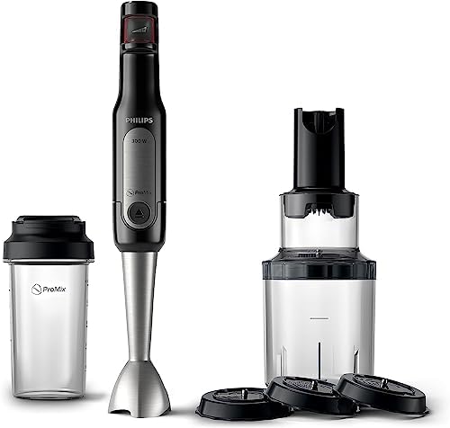 Philips ProMix Viva Collection Handblender, 300W Blending Power, SpeedTouch, Easy & Intuitive, On-the-Go Tumbler, Black & Stainless Steel, (HR2629/91)