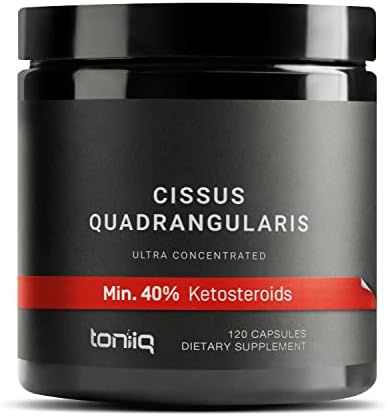 Toniiq Cissus Quadrangularis Capsules - Min. 40% Ketosteroids - Ultra High Strength Tendon and Joint Support Supplement - 1200mg Concentrated Cissus Extract - Wild Harvested in India - 120 Caps