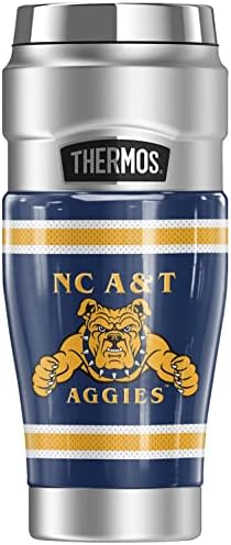 THERMOS North Carolina A&T State University OFFICIAL Jersey Stripes STAINLESS KING Stainless Steel Travel Tumbler, Vacuum insulated & Double Wall, 16oz