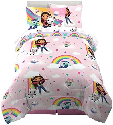 Franco Gabby's Dollhouse Kids Bedding Super Soft Comforter and Sheet Set with Sham, 5 Piece Twin Size, (Officially Licensed Product)