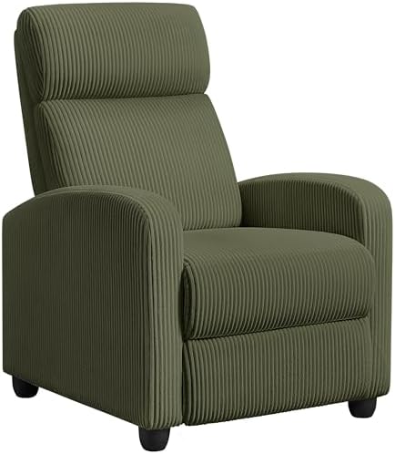Yaheetech Corduroy Recliner Chair Single Sofa Home Theater Seating Adjustable Modern Reclining Chair for Living Room Bedroom Home Theater Dark Green