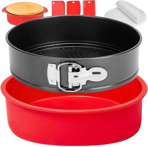 Springform Pan 9 Inch Nonstick with Silicone Protector, Spring Form Pan for Cheesecake, Leakproof Cheesecake Pan, 9 Inch Springform Pan, Cheese Cake Pans for Baking, Round Cake Pan & 50Pcs Parchment