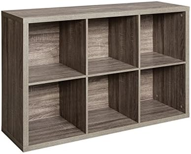 ClosetMaid 6 Cube Storage Shelf Organizer Bookshelf with Back Panel, Easy Assembly, Wood, Weathered Gray