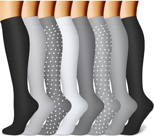 CHARMKING Compression Socks for Women & Men Circulation (8 Pairs) 15-20 mmHg is Best Support for Athletic Running,Hiking
