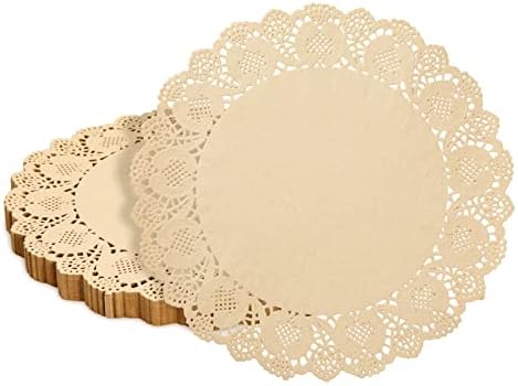 250 Pack Round Paper Placemats for Cakes, Desserts, Light Brown Doilies for Food, Formal Events (12 in)