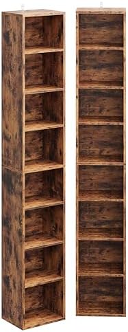 IRONCK Tall Narrow Bookshelf 8 Tiers 71in Set of 2, Compact Corner Bookcase, Easy to Match for Living Room, Office, Study, Bedroom