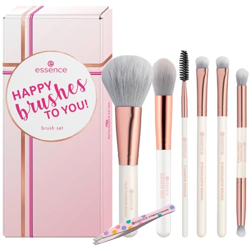 essence | Happy Brushes to You! Brush Set | Makeup Brushes for Powder, Blush, Eyeshadow, Contour, & Brows | Vegan & Cruelty Free