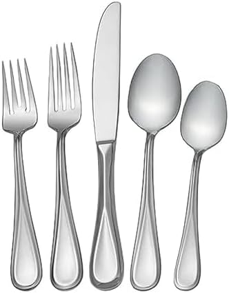 Mikasa Bravo 101 Piece Silverware Set, 18/10 Stainless Steel Flatware Service for 12, Includes 5 Piece Serving Set and 12 Extra Coffee Spoons